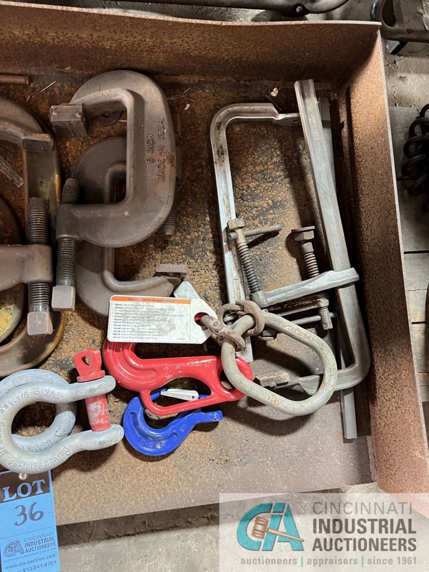 (LOT) MISCELLANEOUS C-CLAMPS, BAR CLAMPS, WITH HOOKS AND CLEVES - Image 4 of 4