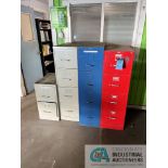 (LOT) MISCELLANEOUS SHOP AND WELDING SUPPLIES WITH (3) FOUR-DRAWER AND (1) TWO-DRAWER LETTER FILE