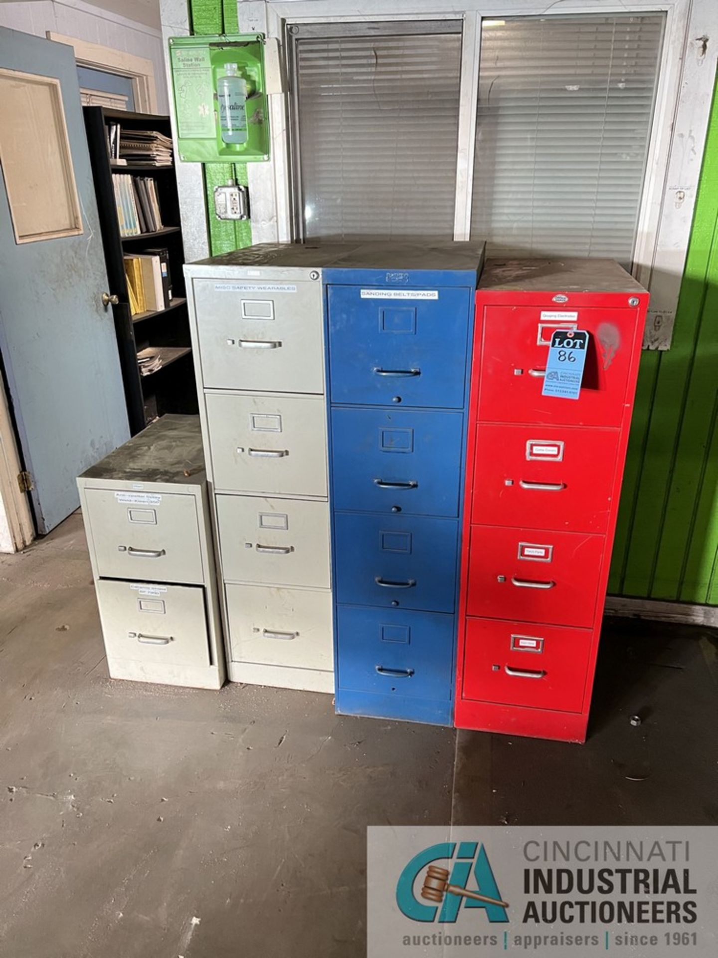 (LOT) MISCELLANEOUS SHOP AND WELDING SUPPLIES WITH (3) FOUR-DRAWER AND (1) TWO-DRAWER LETTER FILE
