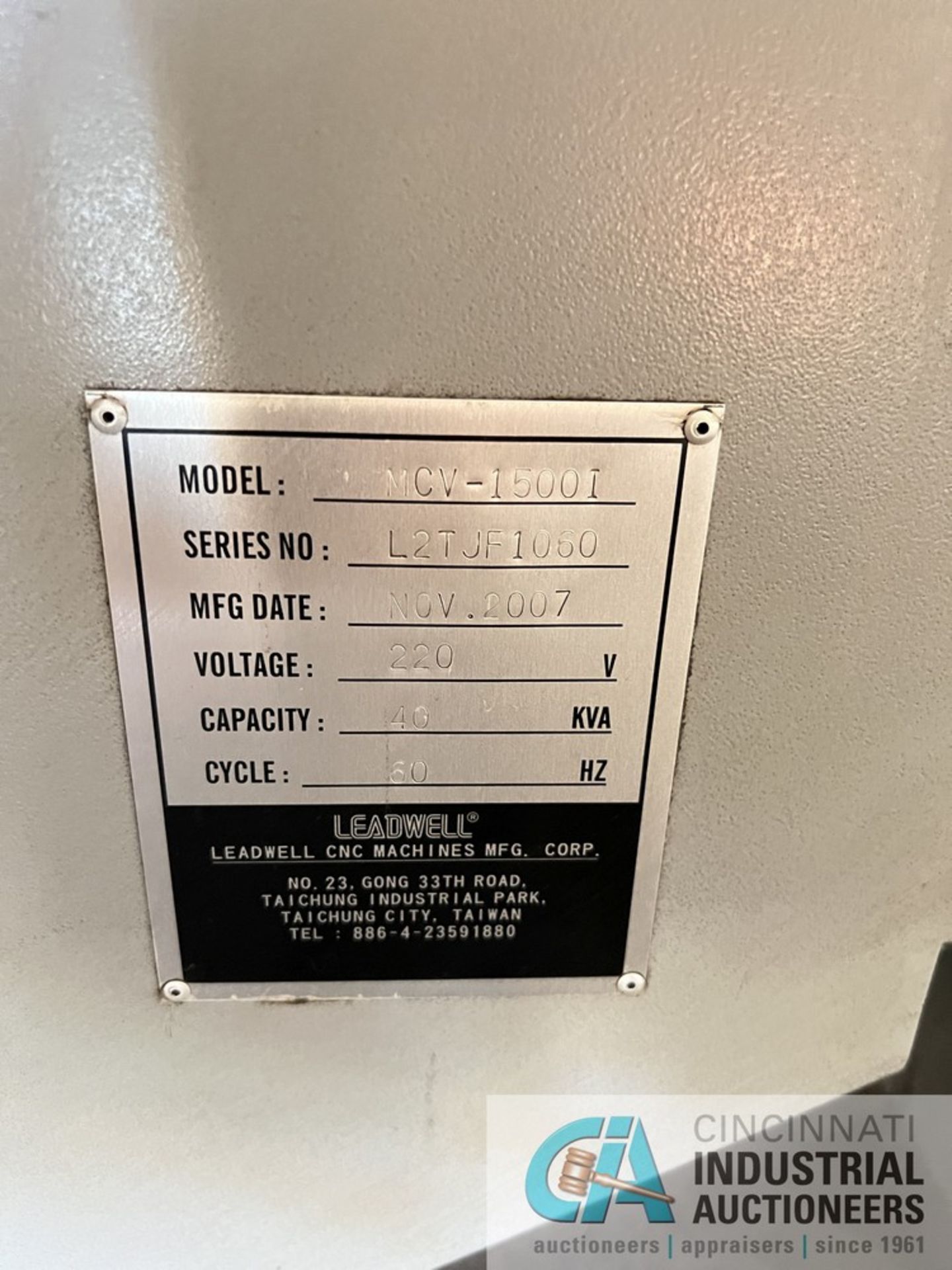 LEADWELL MODEL MVC-1500i RIDGID SQUARE BOX WAY CNC VERTICAL MACHINING CENTER; S/N L2TJF1060 (NEW - Image 9 of 16