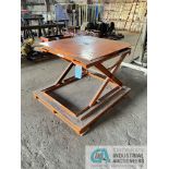 42" X 44" PLATFORM CAP AND MFG UNKNOWN ROTARY SPRING SCISSOR MATERIAL LIFT TABLE **WELDED TO STEEL