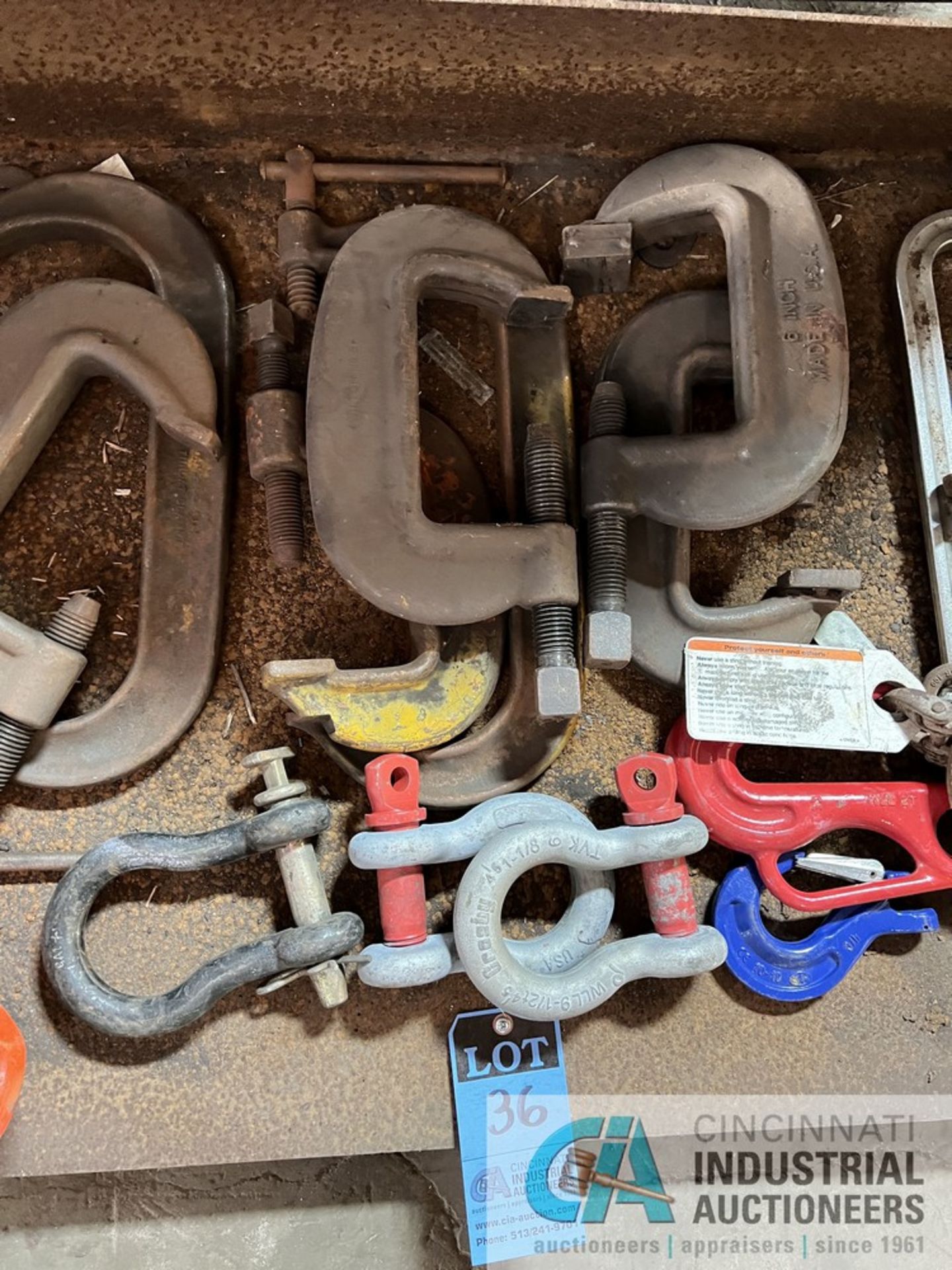 (LOT) MISCELLANEOUS C-CLAMPS, BAR CLAMPS, WITH HOOKS AND CLEVES - Image 3 of 4