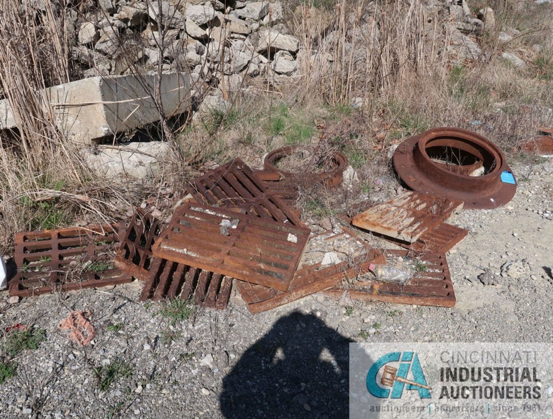 (LOT) MISCELLANEOUS CURB DRAINS, GRATES, MANHOLE COVERS ALONG ROADWAY TO PVC PIPE AREA **LOCATED - Image 5 of 13