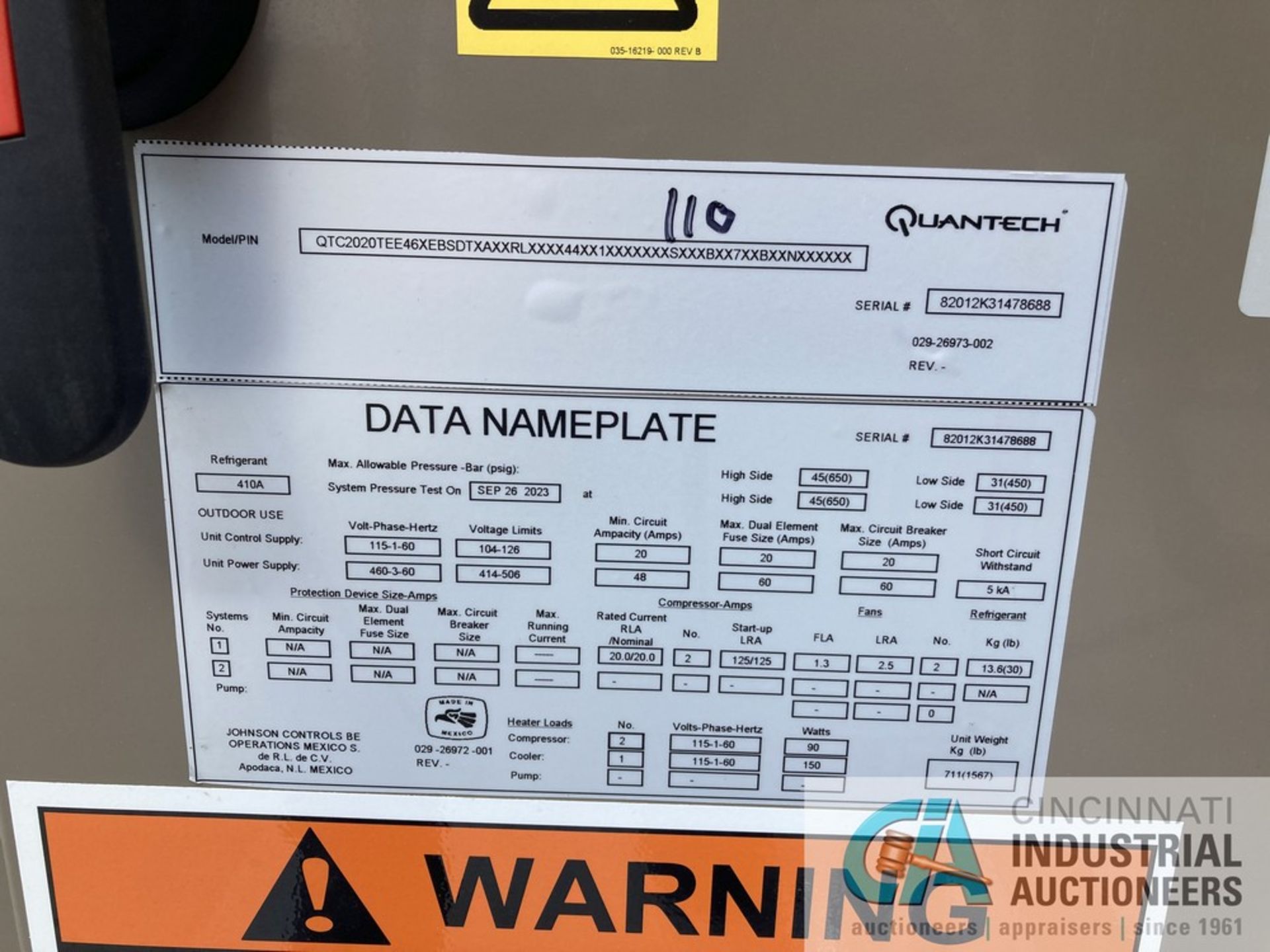 ****QUANTECH 2-FAN OUTDOOR USE CHILLER; S/N 82012K31478688 (NEW IN 2023) **SUBJECT TO HIGH BID - Image 6 of 7