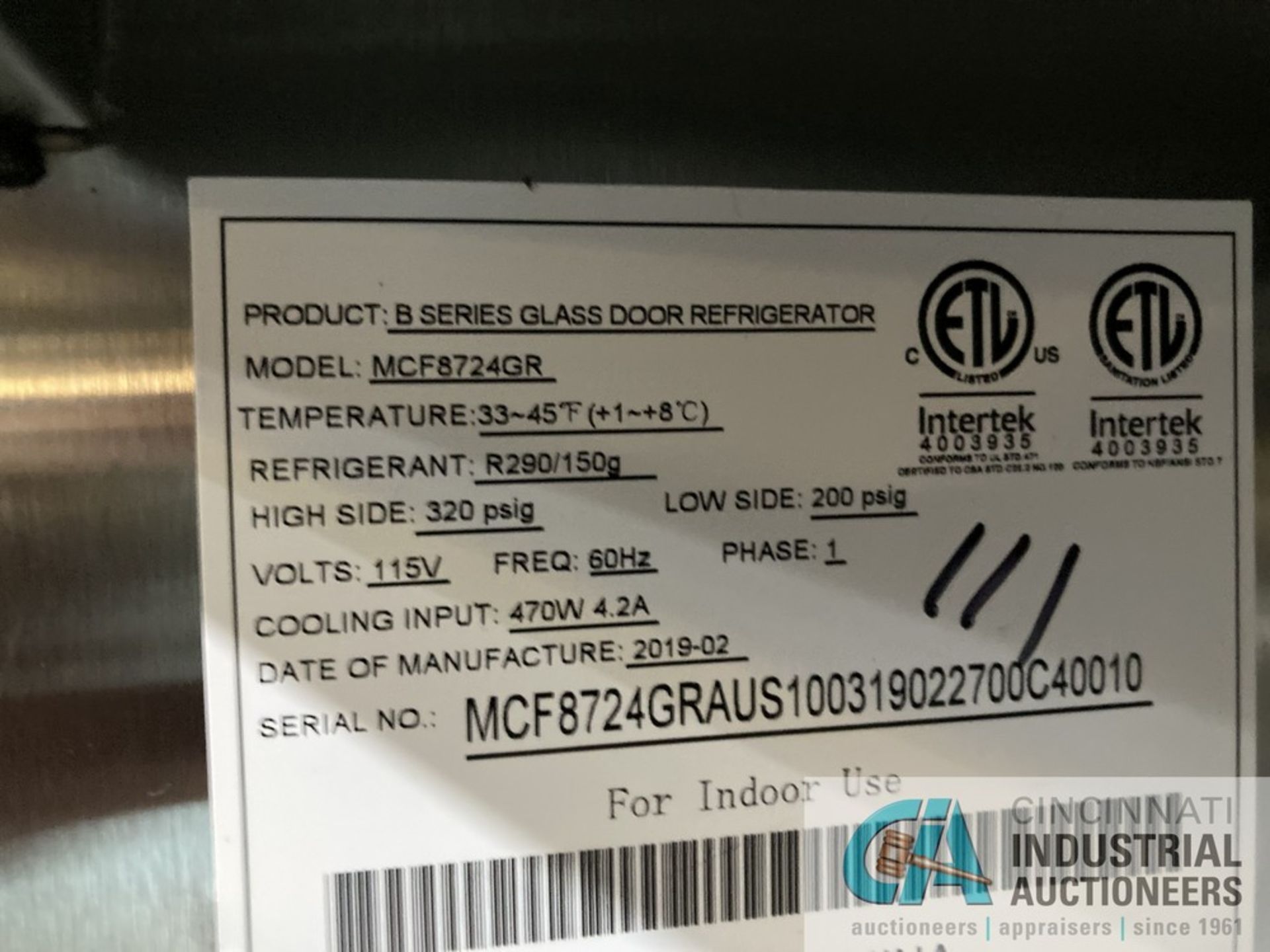 ATOSA MODEL MCF8724GR B-SERIES 3-DOOR GLASS DOOR REFRIGERATOR; S/N C40010 **For convenience, the - Image 4 of 4