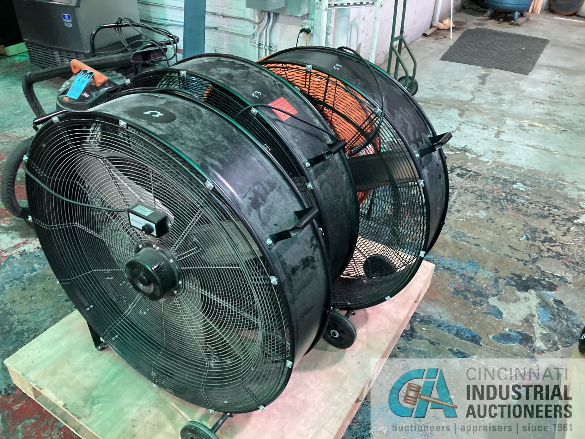 FLOOR FANS ON SKID - (3) 36" AND (1) 32" **For convenience, the loading fee of $50.00 will be