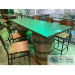 32" X 92" X 42" HIGH PORTABLE BARREL BASE TABLE WITH (6) CHAIRS **For convenience, the loading fee