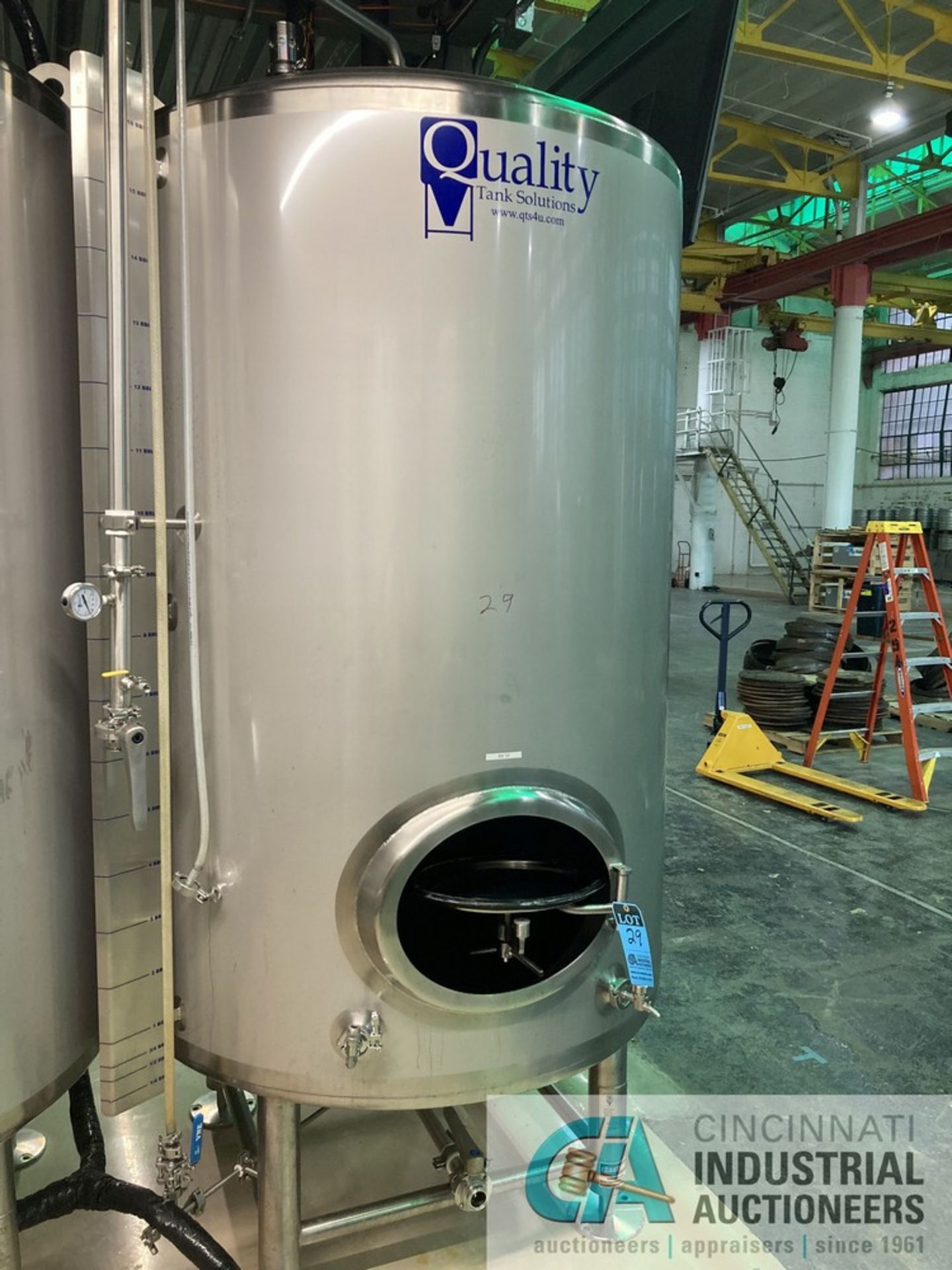 15 BBL QTS SOLUTIONS GLYCOL JACKETED SERVING TANK AT 45" DIAMETER X 97-1/2" HIGH, INCLUDES - Image 3 of 7