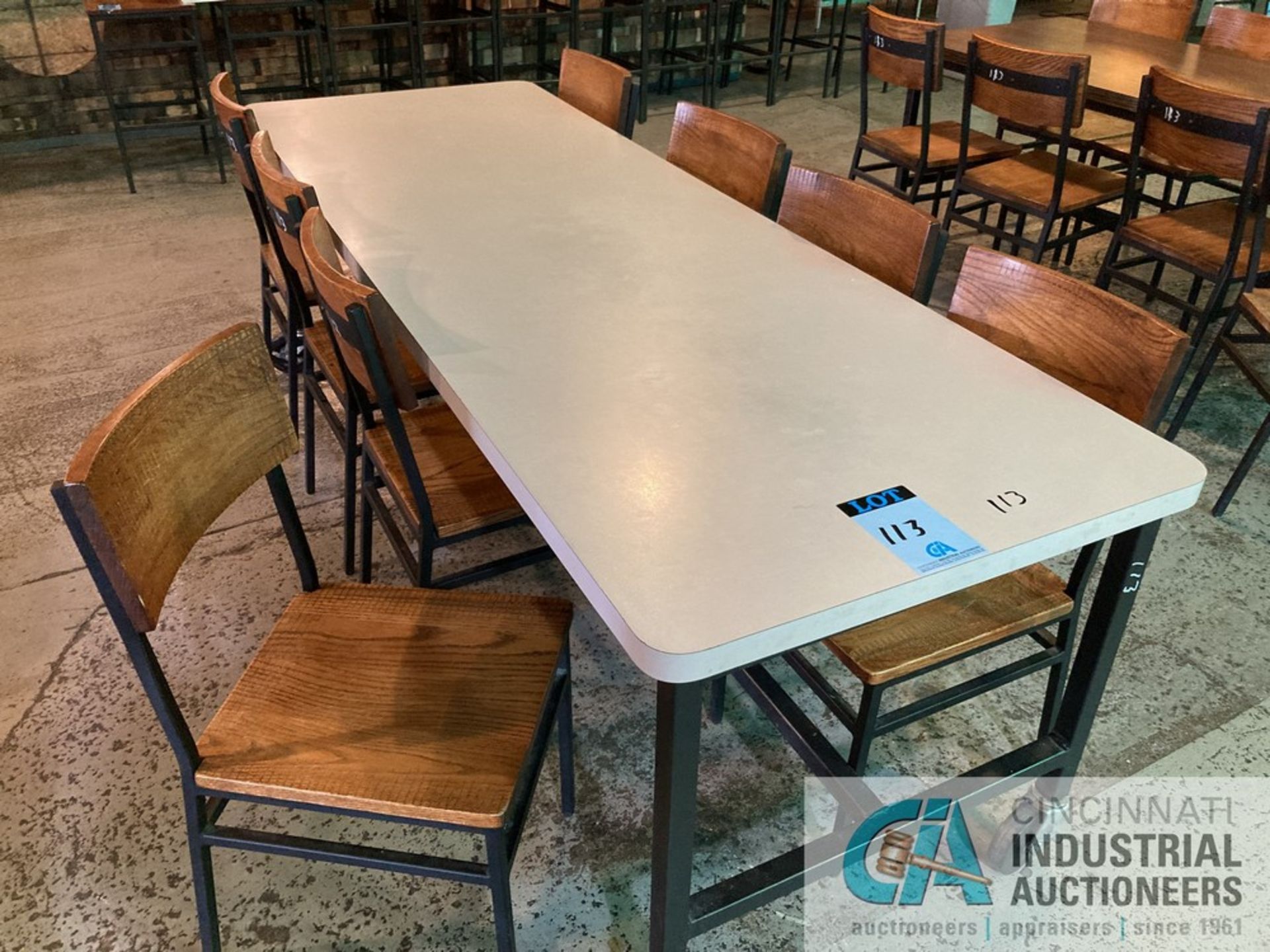 32" X 92" PORTABLE DINING TABLES WITH (8) CHAIRS **For convenience, the loading fee of $200.00 - Image 5 of 6