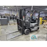 5,000 LB. NISSAN MODEL 50 LP GAS SOLID TIRE FORKLIFT; S/N CPL02-9P2050, 187" 3-STAGE MAST, 4,984