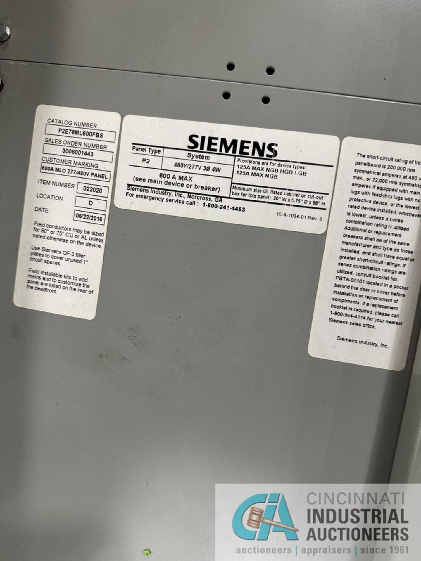 SEIMENS 600 AMP BREAKER PANEL - Image 4 of 4