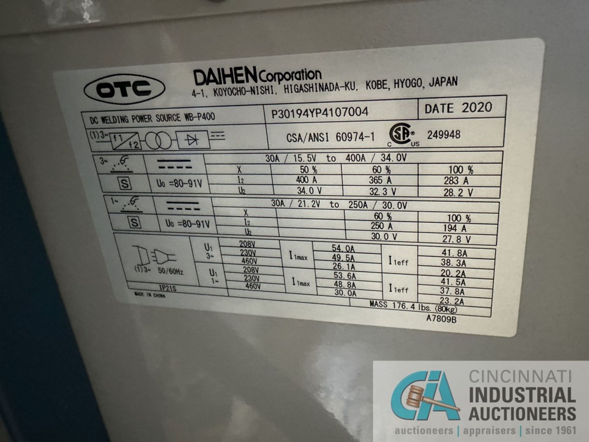 OTC WELBEE P400 WELDING POWER SUPPLY (NEW 2020 - NEVER USED) - Image 6 of 7