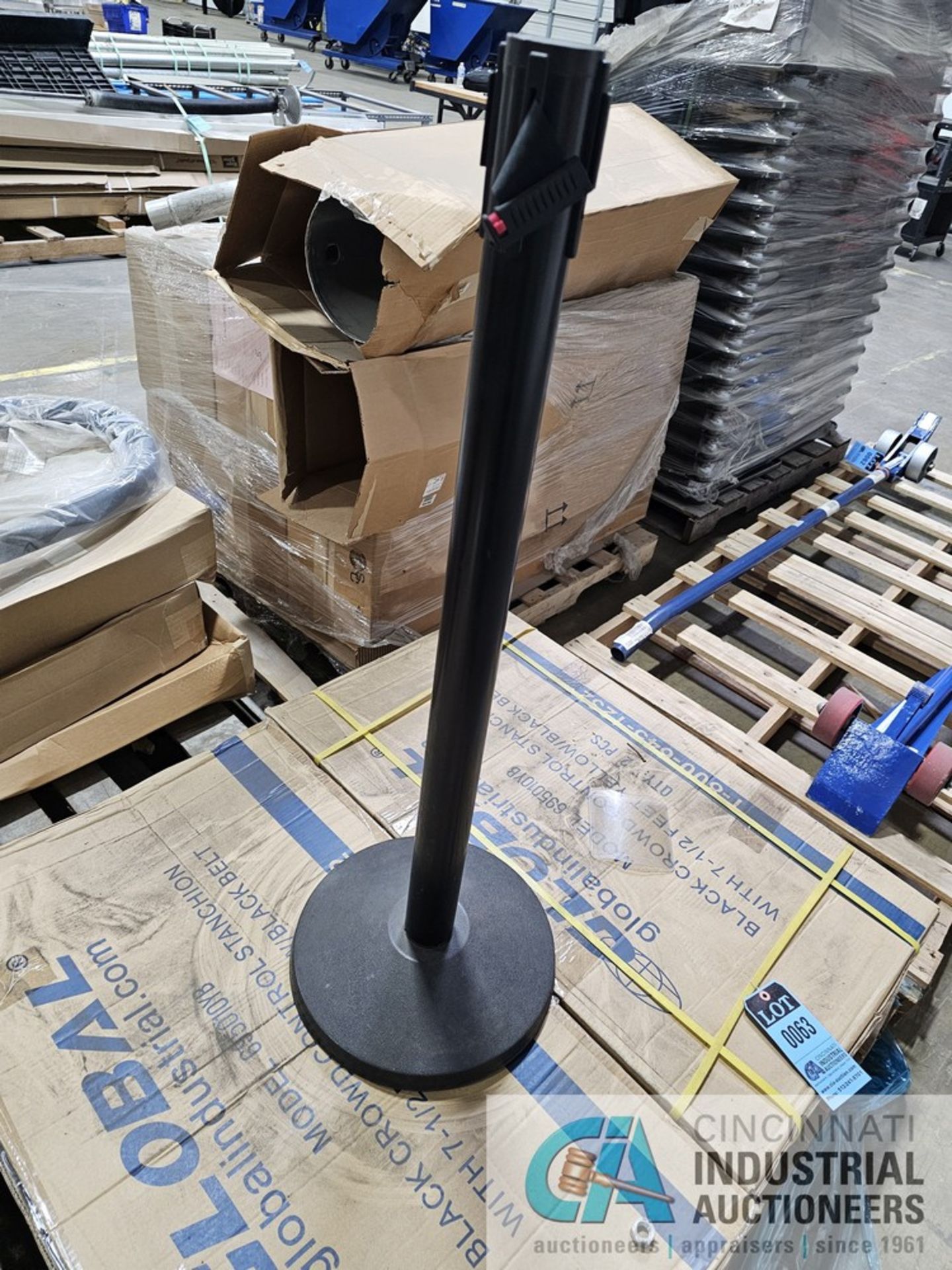 GLOBAL BLACK CROWD CONTROL STANCHIONS WITH 7-1/2' BELT (NEW) - Image 3 of 3