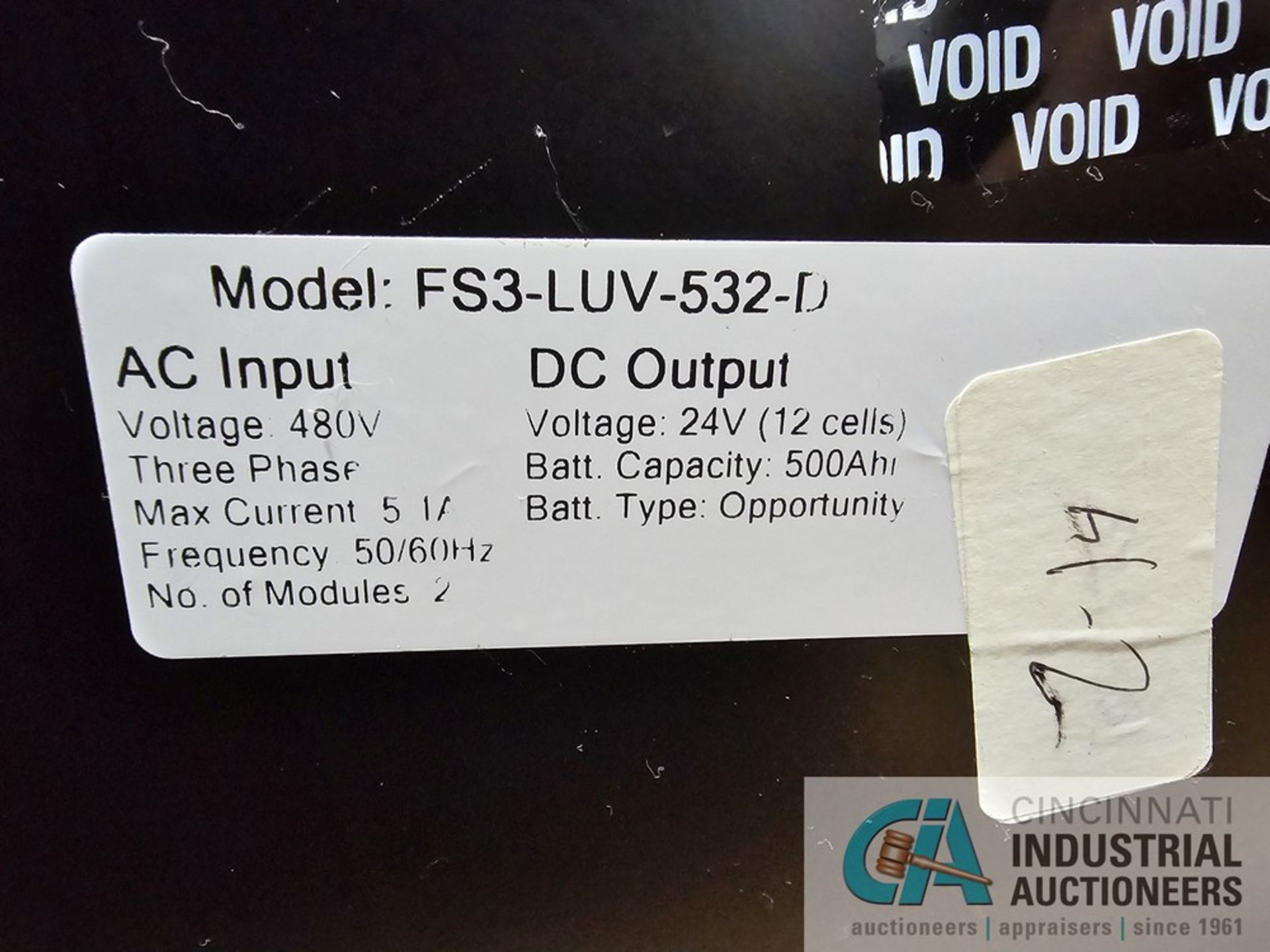 24 VOLT V FORCE MODEL FS3-MP330-2 BATTERY CHARGER; S/N 3H32808 - Image 4 of 4