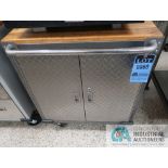 24" X 28" X 35" HIGH PORTABLE TWO-DOOR MAPLE TOP CABINET **SPECIAL NOTICE - DELAYED REMOVAL - PICKUP