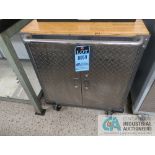 24" X 28" X 35" HIGH PORTABLE TWO-DOOR MAPLE TOP CABINET **SPECIAL NOTICE - DELAYED REMOVAL - PICKUP