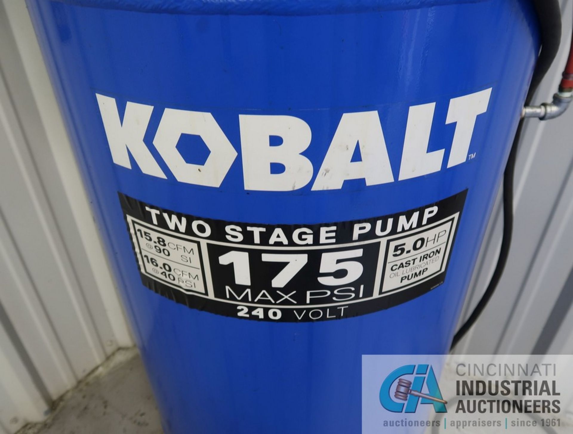 6 HP KOBALT TWO-STAGE PUMP ELECTRIC AIR COMPRESSOR; S/N FS85173 (NEW 12-2-2019), 175 MAX PSI, 240 - Image 3 of 4