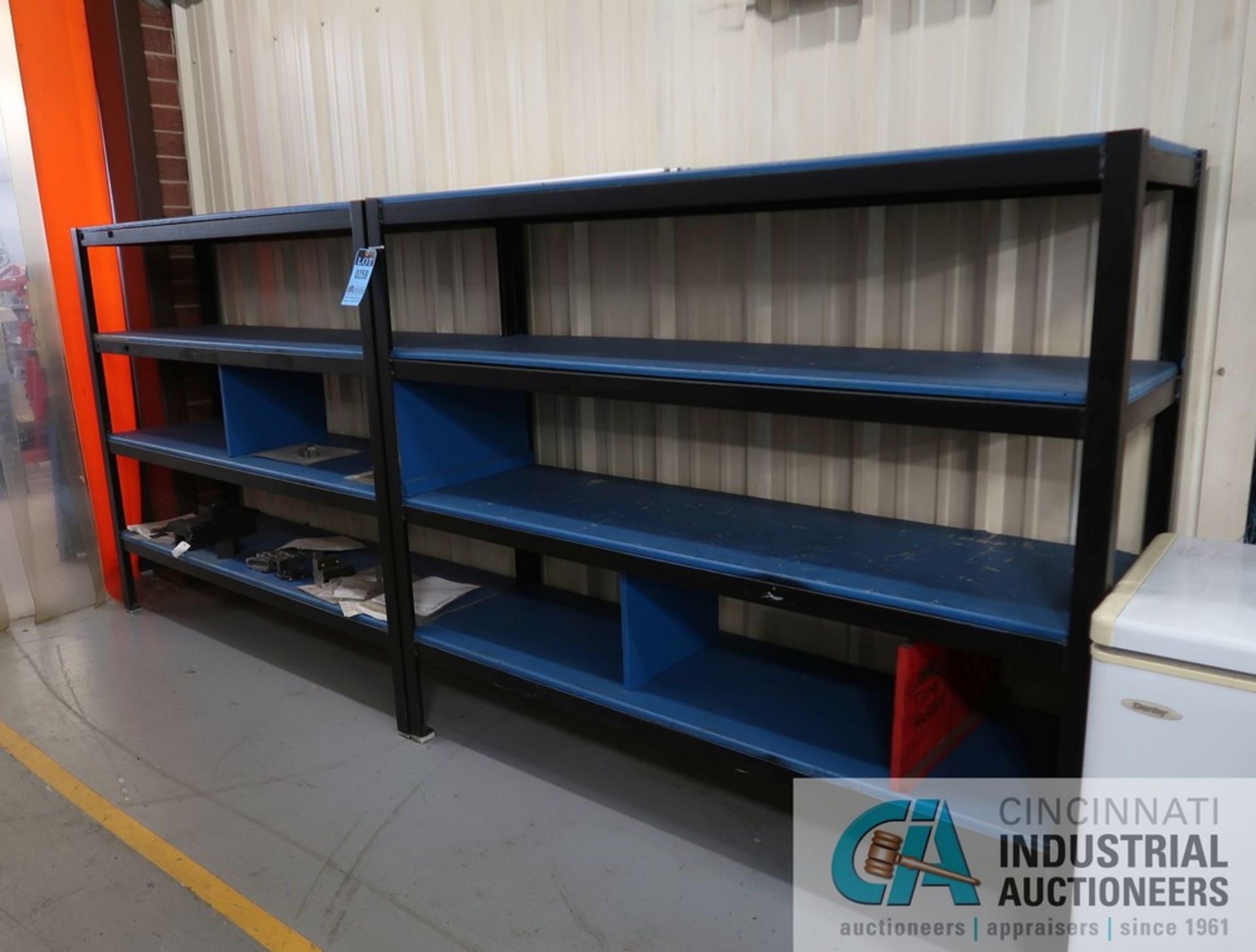 SECTIONS 21" X 73" X 61" HIGH HEAVY DUTY STEEL FRAME MULIT-LEVEL SHELVING WITH WOOD DECKING