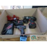 1/2" AND 3/8" BOSCH VSR CORDLESS DRILL / DRIVER WITH CHARGERS AND BATTERIES