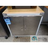 24" X 28" X 35" HIGH PORTABLE TWO-DOOR MAPLE TOP CABINET AND CONTENTS **SPECIAL NOTICE - DELAYED