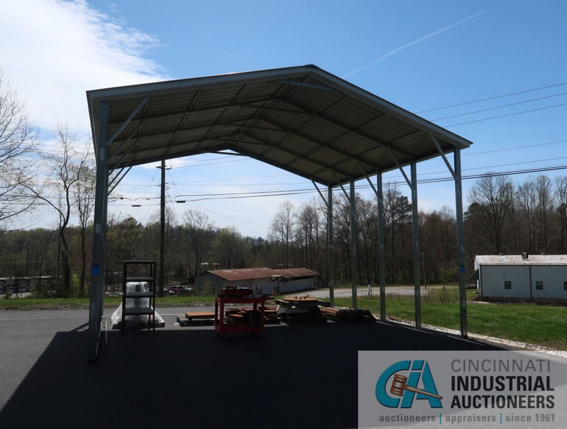 20' DEEP X 24' WIDE X 20' HIGH AT PEAK (APPROX.) GABLE ROOF OPEN AIR CARPORT