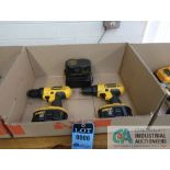 1/2" DEWALT MODEL DC759 18 VOLT VSR CORDLESS DRILL / DRIVER WITH BATTERY CHARGER AND BATTERY