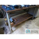 29" X 60" X 34" HIGH STEEL FRAME WOOD TOP BENCH WITH 30' X 60" METAL DESK *SPECIAL NOTICE -