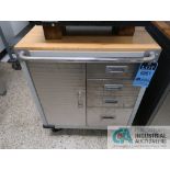 20" X 28" X 35" HIGH PORTABLE FOUR-DRAWER / SINGLE DOOR MAPLE TOP SERVICE CABINET **SPECIAL NOTICE -