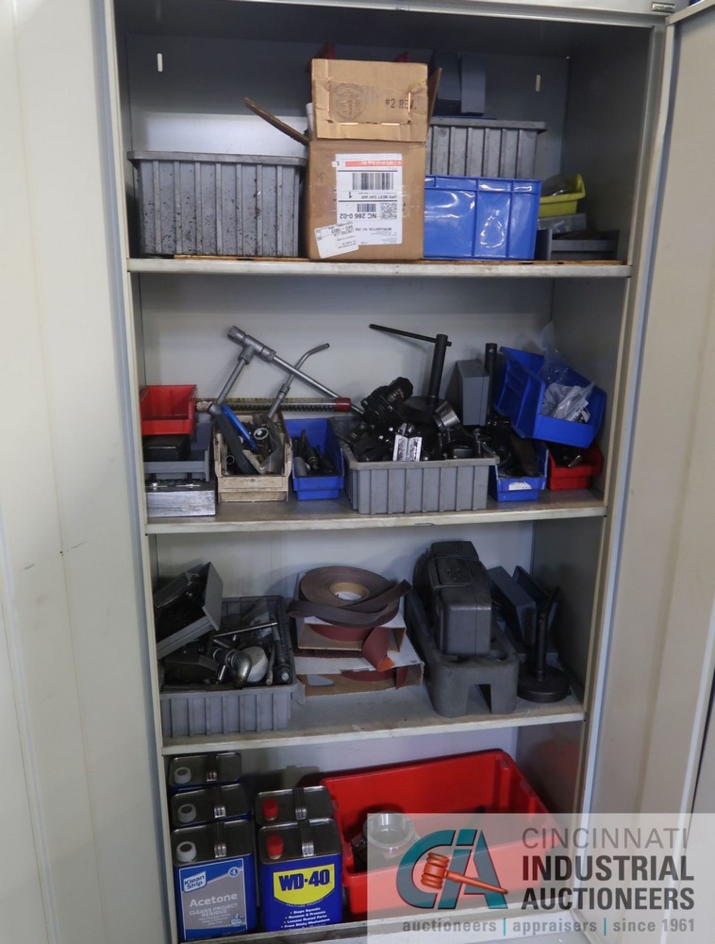 (LOT) MISCELLANEOUS SHOP SUPPLIES WITH TWO-DOOR CABINET - Image 2 of 6