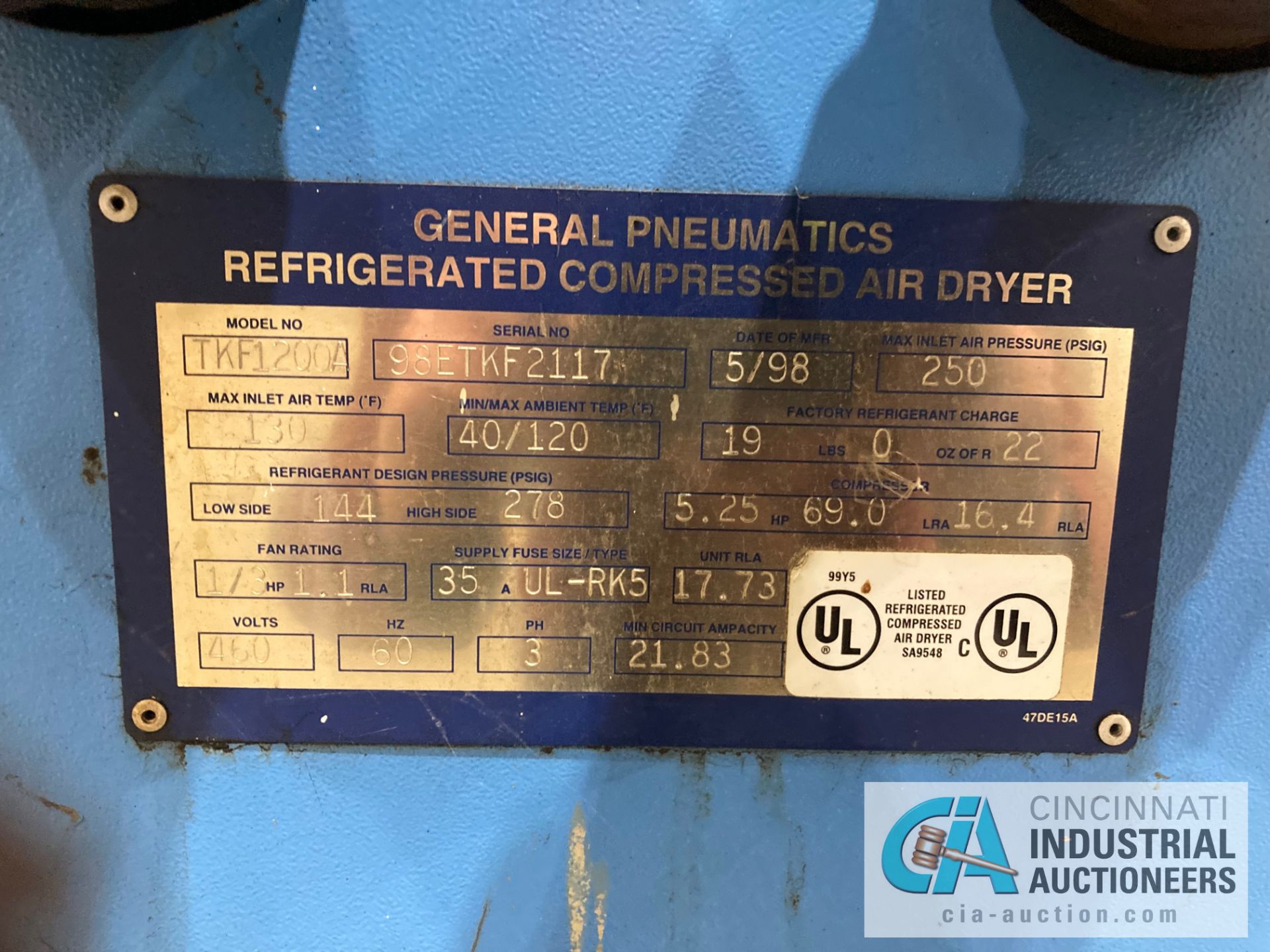 GENERAL PNEUMATICS MODEL TKF1200A AIR DRYER **OUT OF SERVICE** - Image 3 of 3