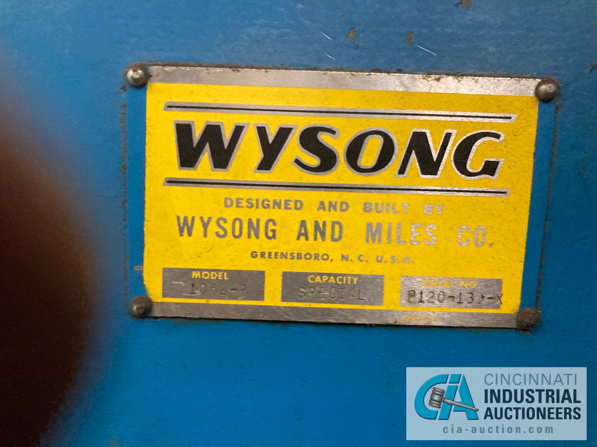 ****53" WYSONG 1052-5 CUT OFF SHEAR, CAPACITY SPECIAL L; S/N P120-133-X - Image 3 of 3