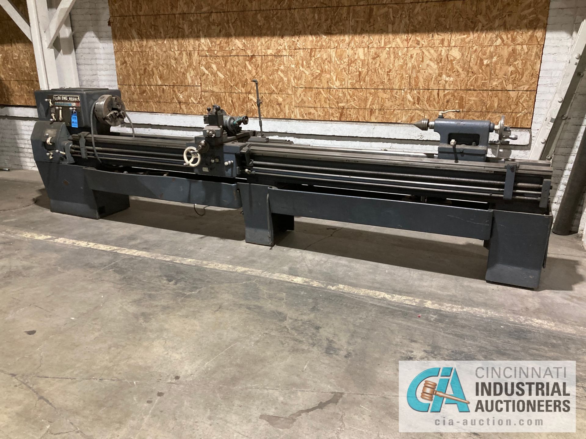 18" X 144" LEBLOND REGAL LATHE; S/N 2E-1074, 1-3/4" SPINDLE HOLE, 12" 3-JAW CHUCK, TAIL STOCK,