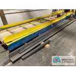 24" WIDE X 20' LONG RUBBER BELT CONVEYOR AND ASSORTED ANGLE IRON ON FLOOR