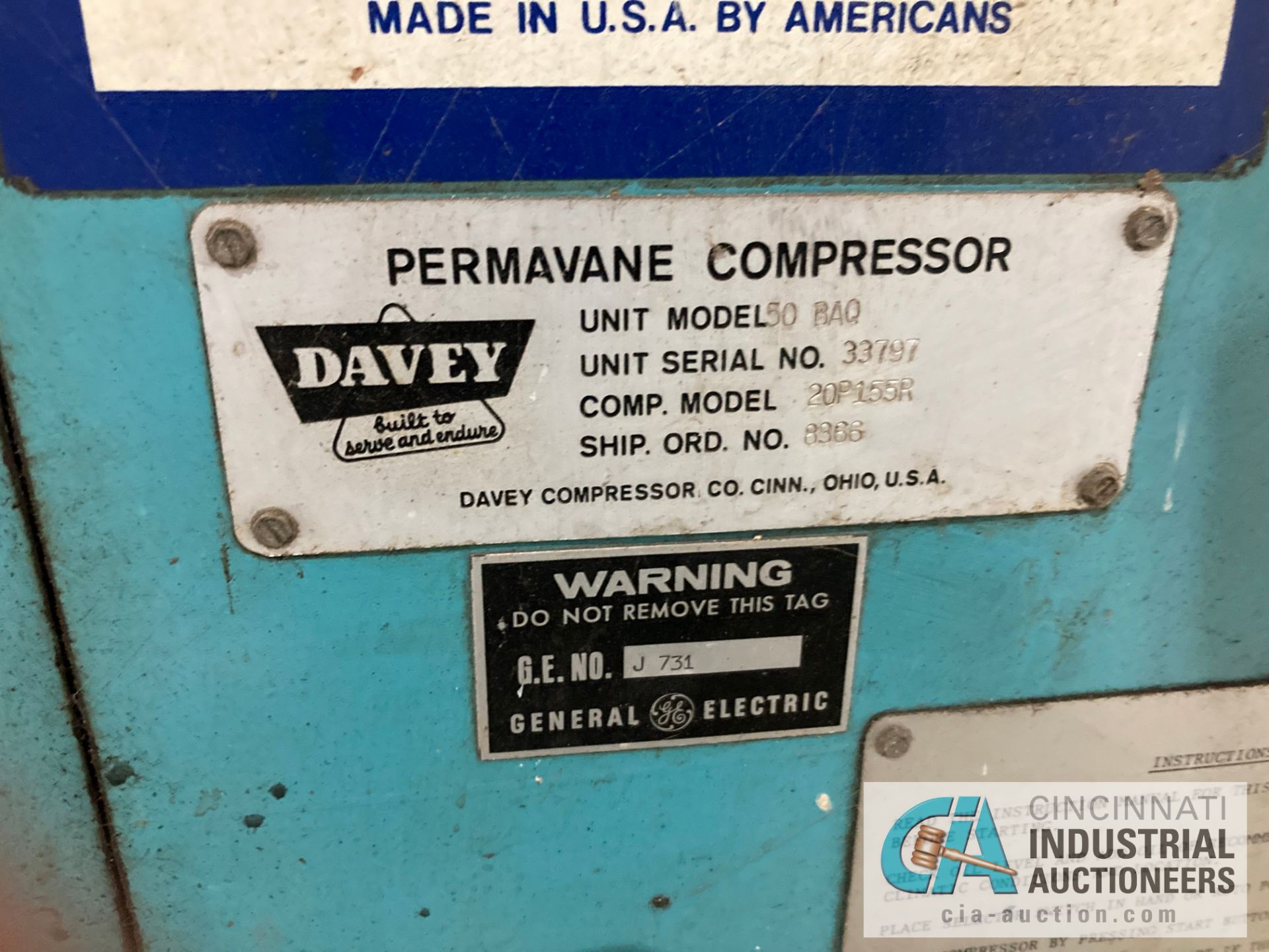 DAVEY MODEL 50-BAQ **OUT OF SERVICE** - Image 2 of 2