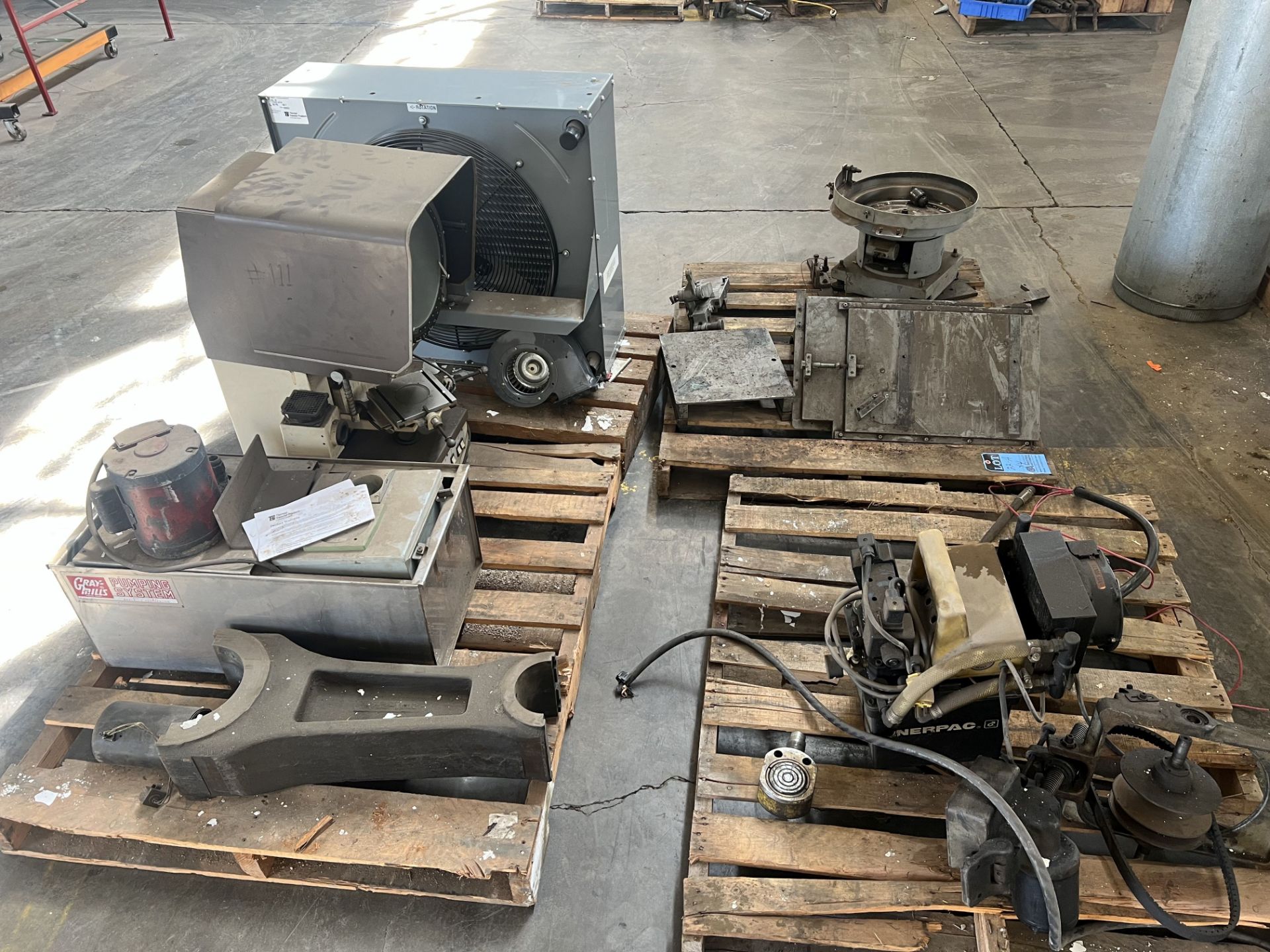 SKIDS OF COMPARATOR, BOWL FEEDER, ENERPAC UNIT, OTHER **For convenience, the loading fee of $50.00