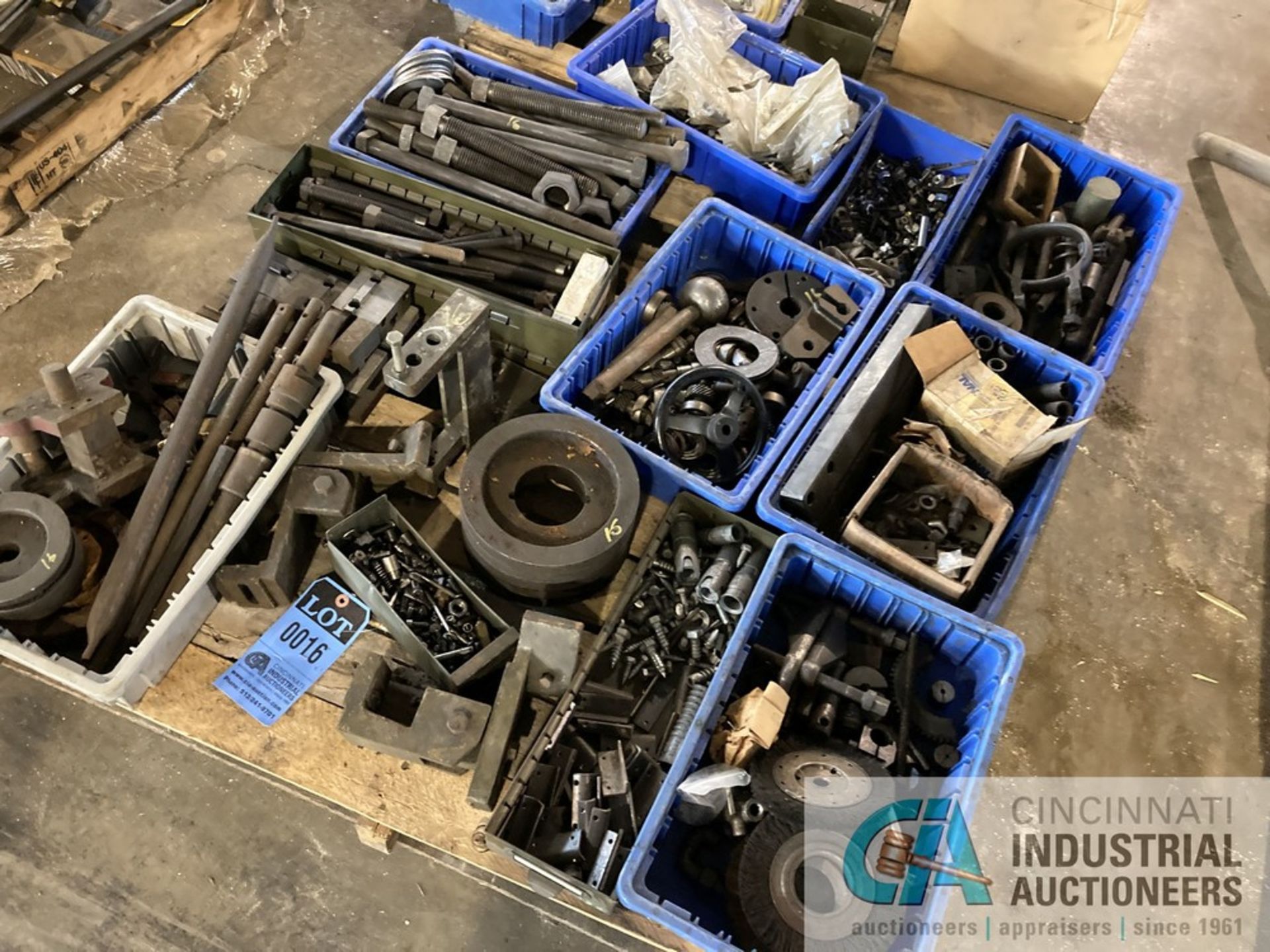(LOT) (4) SKIDS OF ASSORTED MACHINE PARTS, HARDWARE AND MAINTENANCE ITEMS