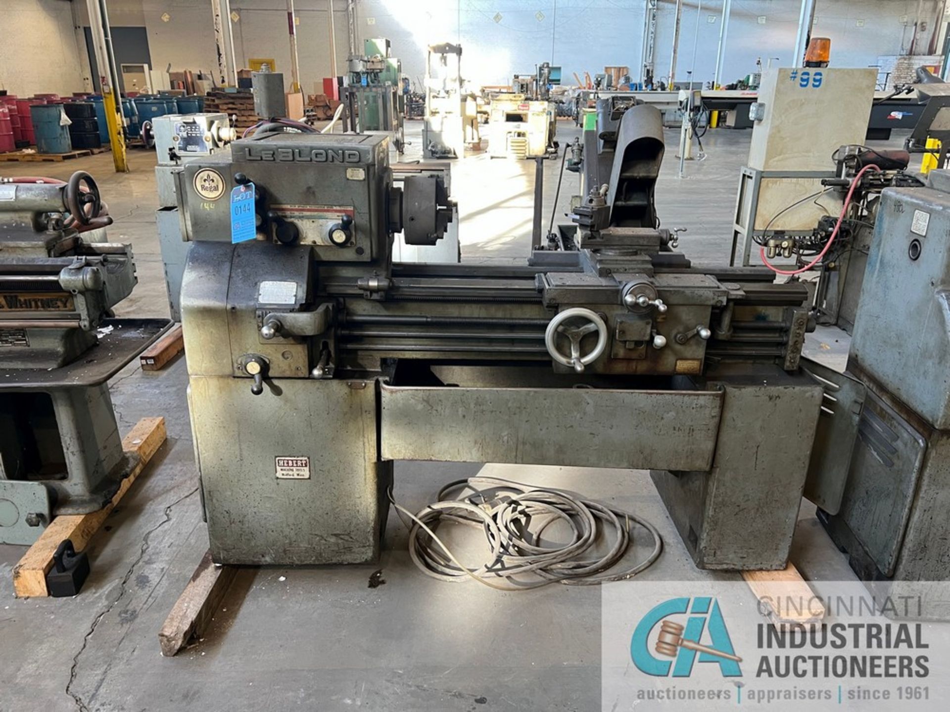 16" X 36" LEBLOND REGAL LATHE; S/N 6C-425, 8" 3-JAW CHUCK, NO TAILSTOCK, 1-1/2" SPINDLE HOLE
