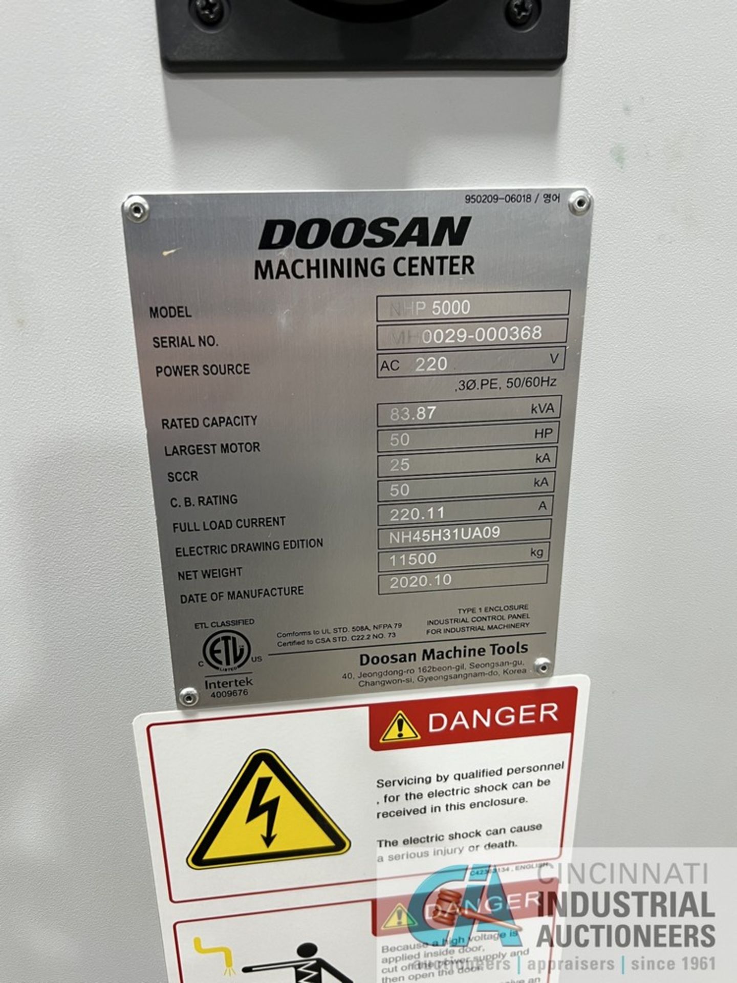 DOOSAN / DN SOLUTIONS MODEL NHP5000 CNC HORIZONTAL MACHINING CENTER; S/N MH0029-000368 (NEW 10/2020) - Image 11 of 31