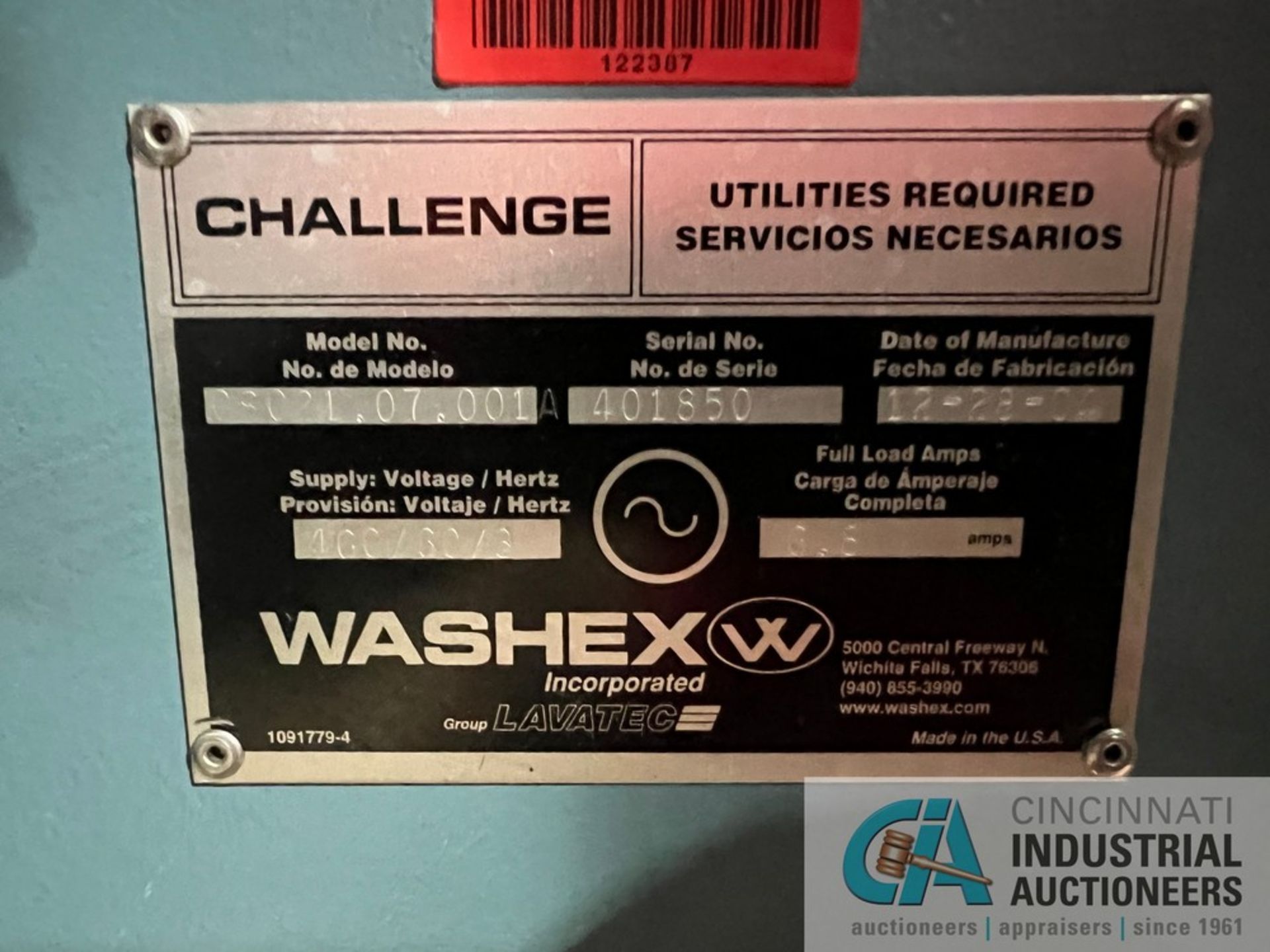 WASHEX / LAVATEC MODEL CSC21.07.001A PANCAKE ELEVATOR SHUTTLE CONVEYOR; S/N 401850, 42" X 62" - Image 3 of 6