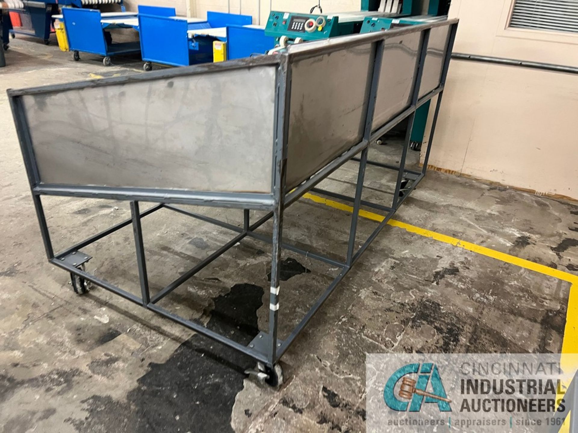 52" X 93" LONG X 17" HIGH STAINLESS STEEL TUB STEEL FRAME SORTING CART, 54" OVERALL HEIGHT - Image 3 of 3