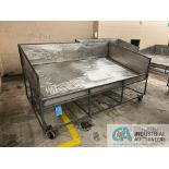 52" X 93" LONG X 17" HIGH STAINLESS STEEL TUB STEEL FRAME SORTING CART, 54" OVERALL HEIGHT