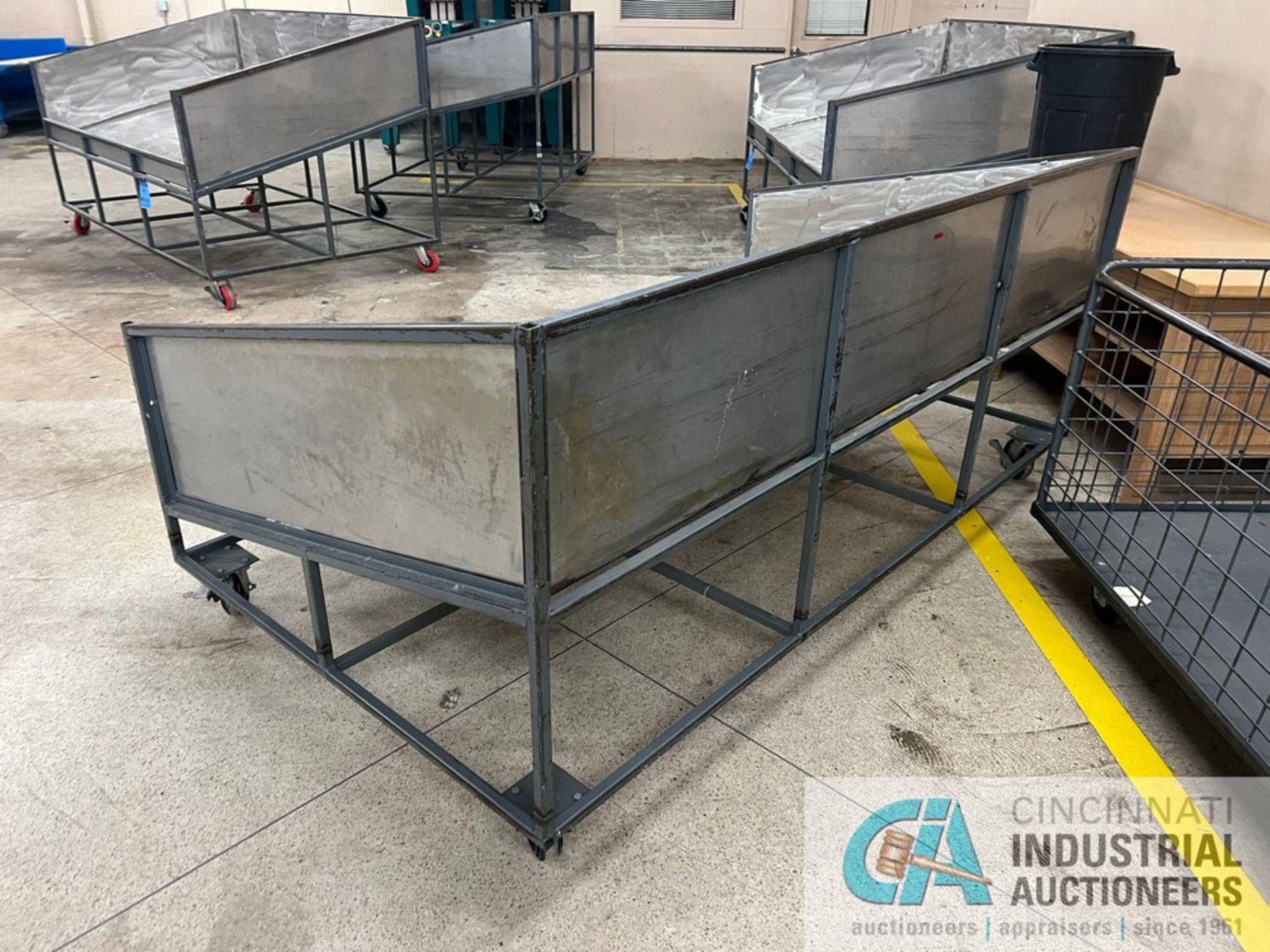 52" X 93" LONG X 17" HIGH STAINLESS STEEL TUB STEEL FRAME SORTING CART, 44" OVERALL HEIGHT - Image 3 of 3