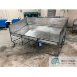 52" X 93" LONG X 17" HIGH STAINLESS STEEL TUB STEEL FRAME SORTING CART, 54" OVERALL HEIGHT