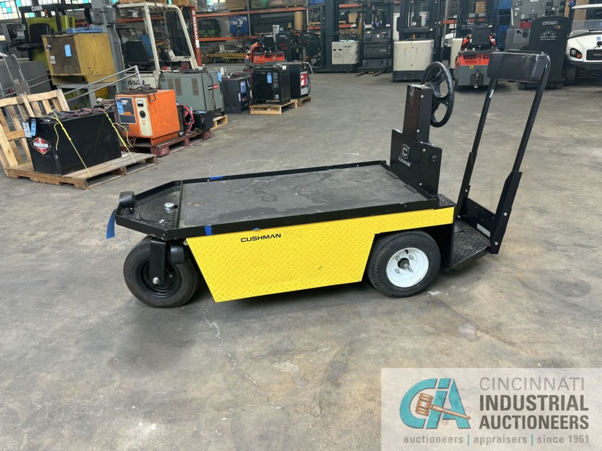 CUSHMAN STOCKCHASER ELECTRIC STAND-UP UTILITY CART; S/N 3484428, WITH BUILT IN 24-VOLT CHARGER - Image 3 of 10