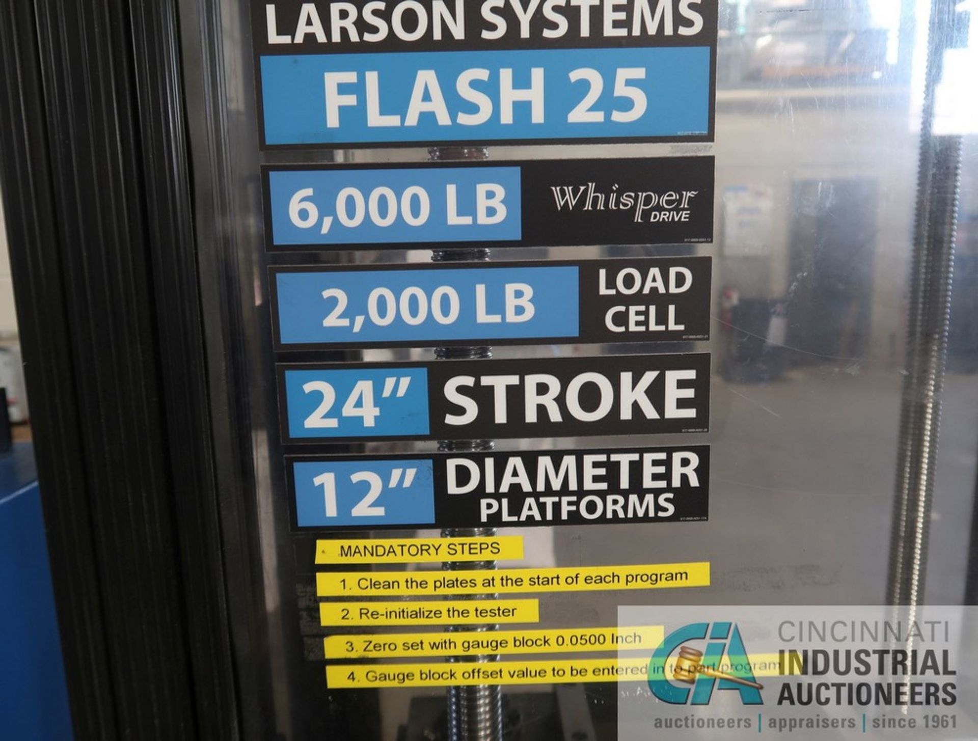 LARSON SYSTEMS MODEL FLASH 25 AUTOMATIC LOAD TESTER; S/N 4865021215, 6,000 LB. WHISPER DRIVE, 2, - Image 6 of 6