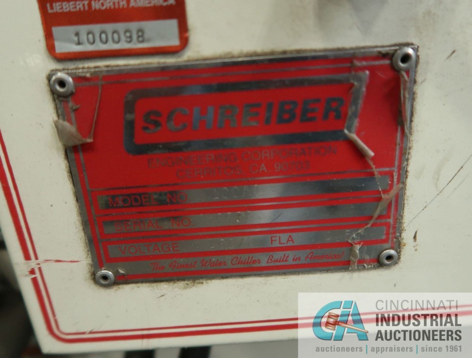 SCHREIBER MODEL 100AC TRUE TON WATER CHILLER; S/N 6605, 3-PHASE, 460 VOLTS - Image 5 of 5