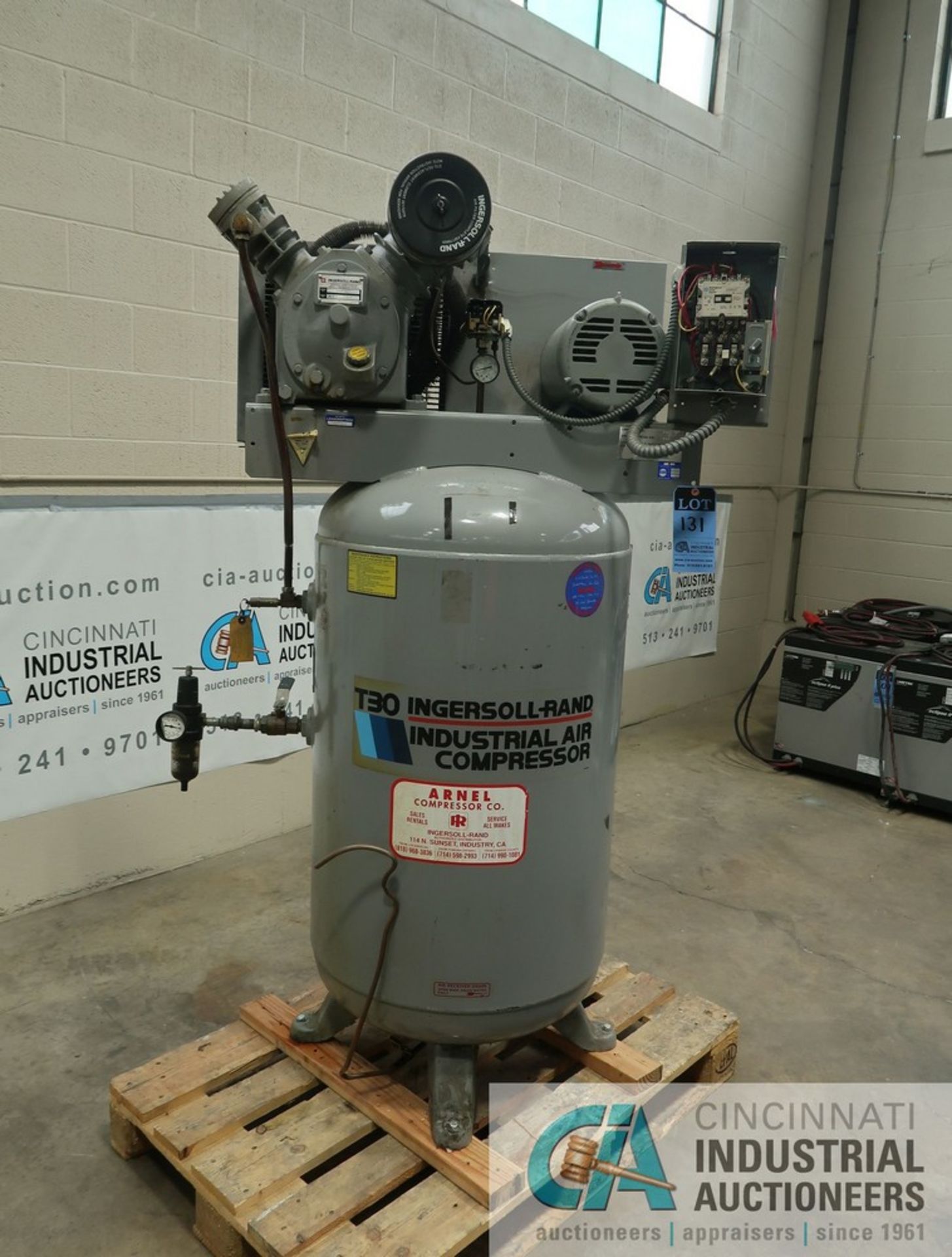 INGERSOLL RAND MODEL T30 VERTICAL TANK AIR COMPRESSOR; S/N 30T-667924, 3-PHASE, 230/460 - 190/380,