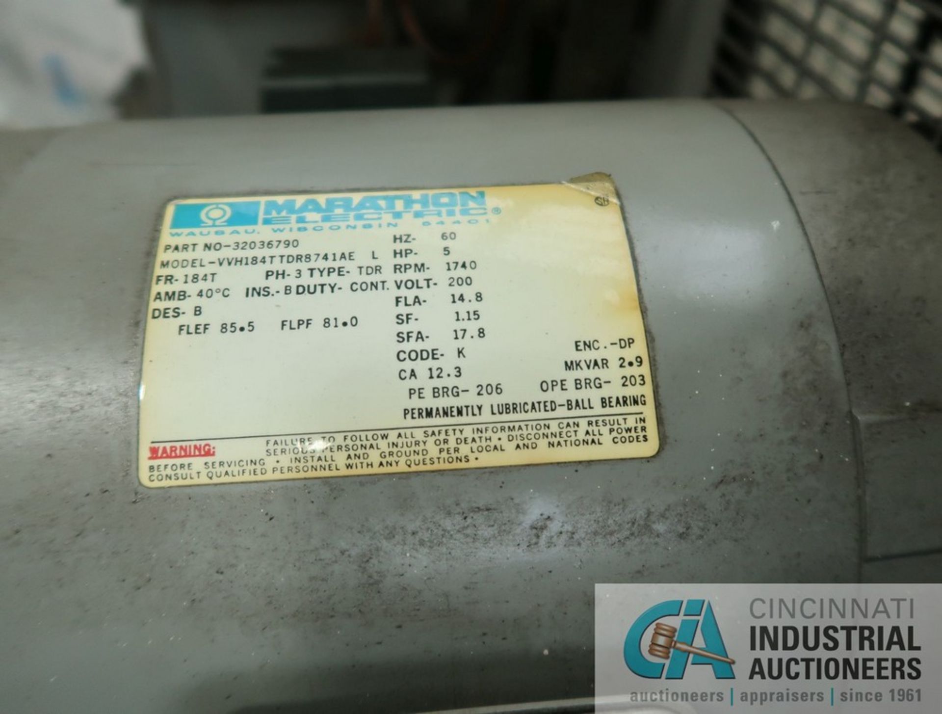 INGERSOLL RAND MODEL T30 VERTICAL TANK AIR COMPRESSOR; S/N 30T661006, 3-PHASE, 200 VOLTS, 5 HP MOTOR - Image 8 of 8