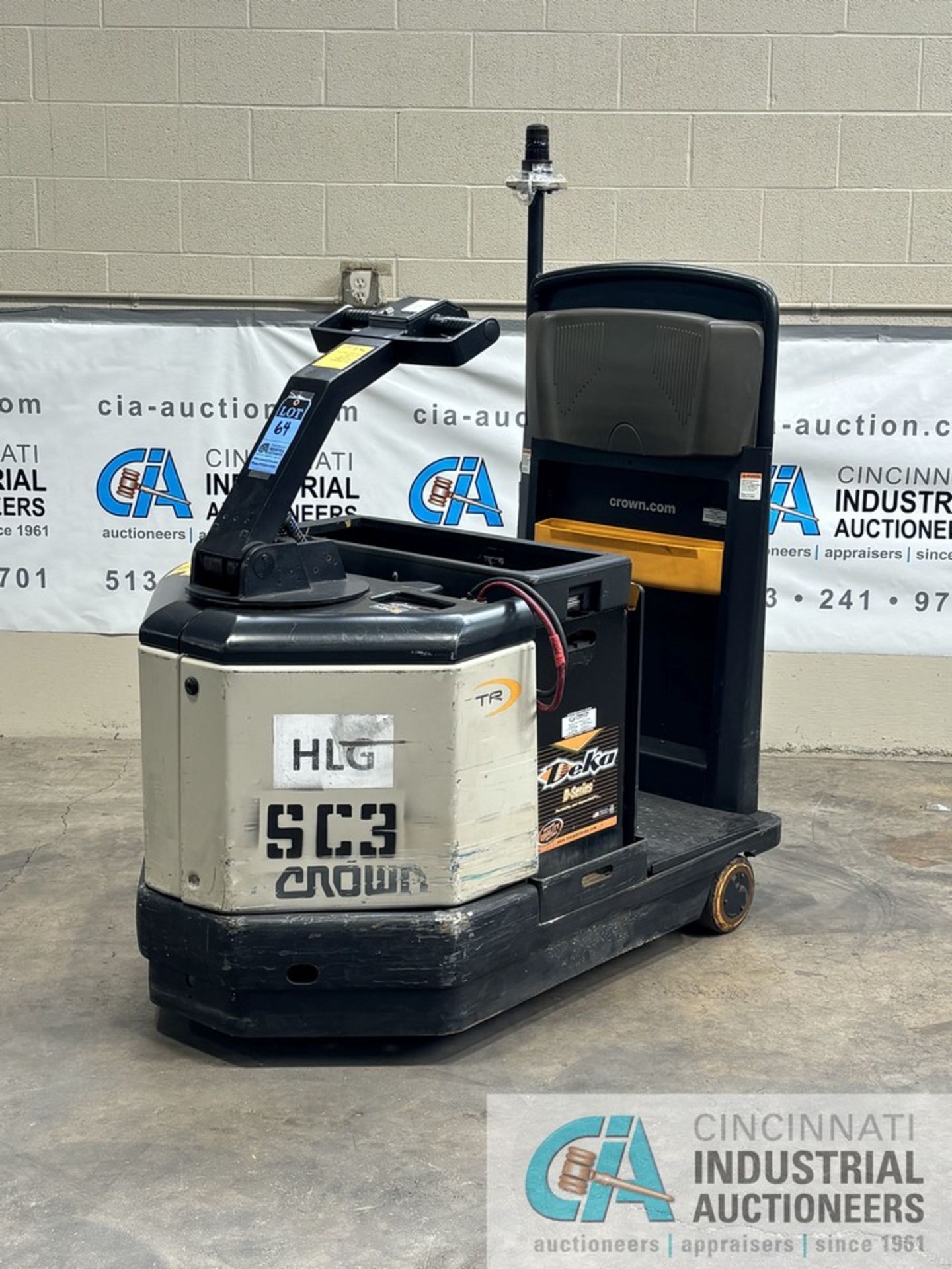 2016 CROWN MODEL TR4500 SERIES STAND-UP ELECTRIC TUGGER; S/N 10011759, 24-VOLT, 1,706 HOURS SHOWING,