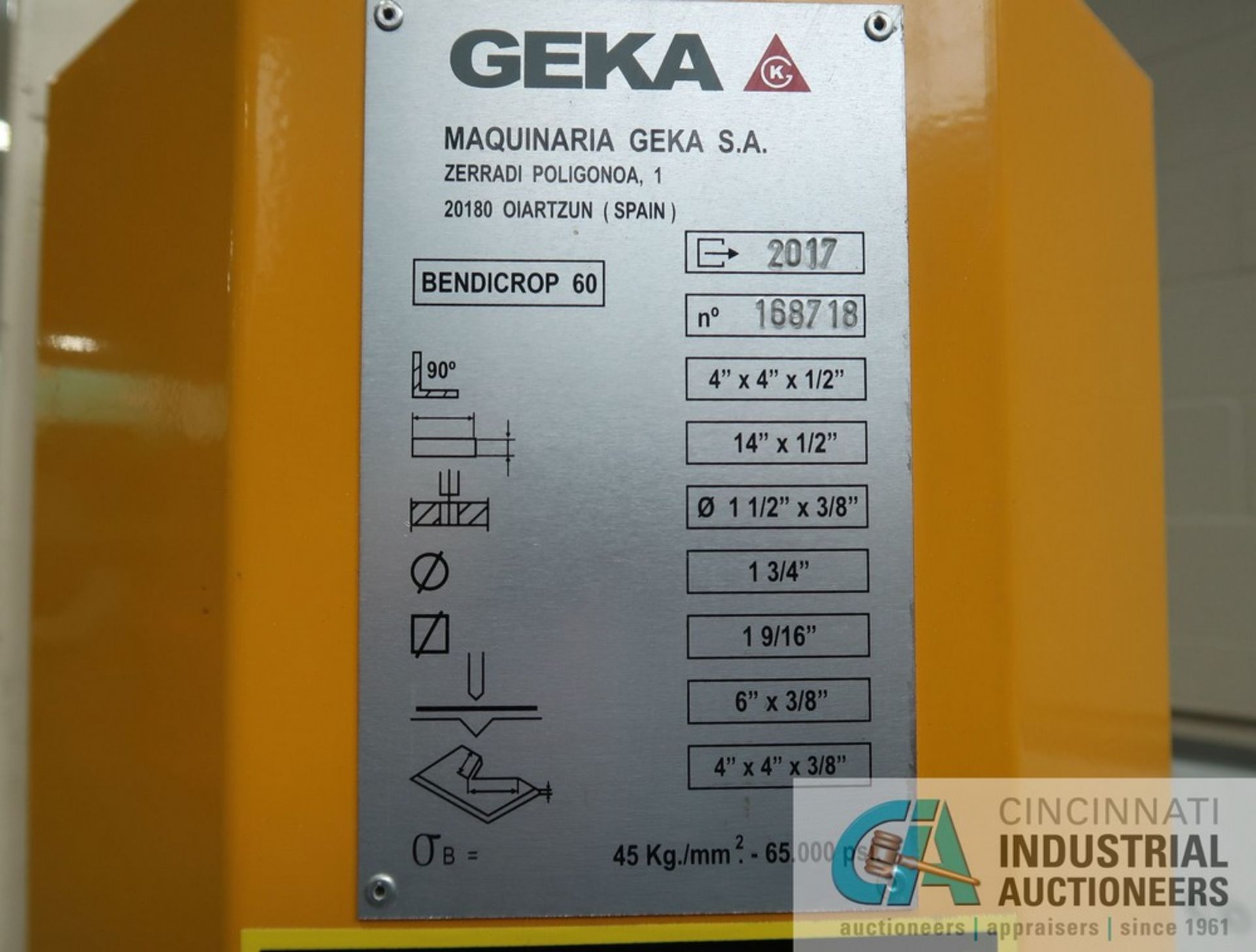 2017 GEKA MODEL BENDICROP 60SD HYDRAULIC IRONWORKER - New never put in service; S/N 168718 (NEW - Image 16 of 16